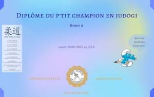 Remise des diplômes de p'tit champion en judogi 2021
