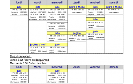 Saison 2020-2021 (inscriptions et horaires)