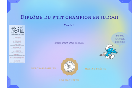 Remise des diplômes de p'tit champion en judogi 2021